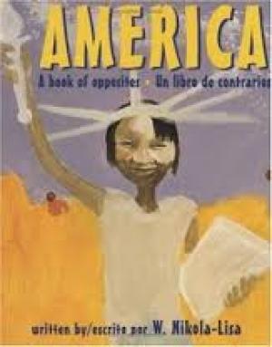 Young girl holding up torch like Statue of Liberty